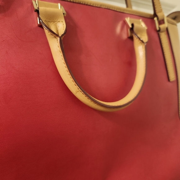 Antonio Melani Color Block Shoulder Bag Purse Tan Pink Large  #O - Picture 3 of 15